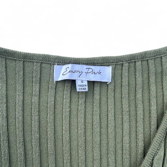 Emory Park Rib Knit Long Sleeve Sweater Dress in Khaki Green, S - Picture 8 of 10